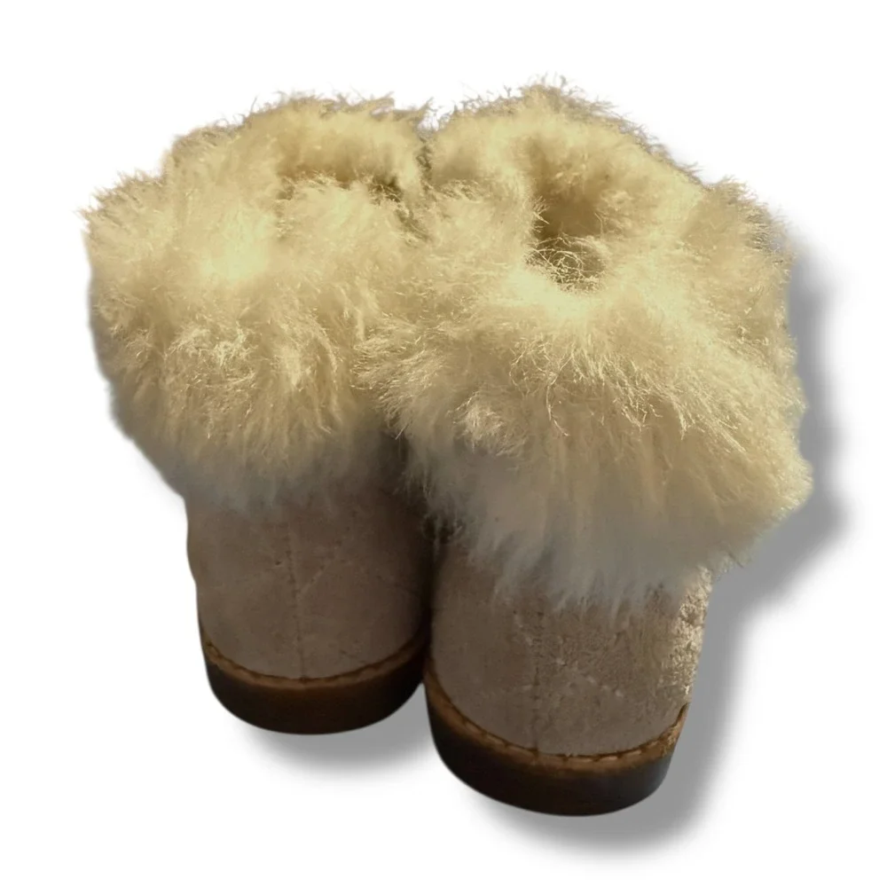 Janie & Jack Blush Beauty Quilted Suede Bootie Boot Little Girls‎ 7 Pink Cream
